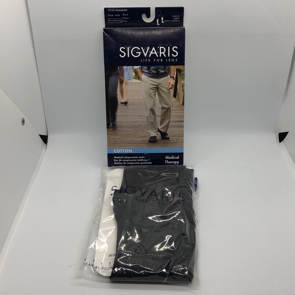 Sigvaris Men’s Black Cotton Medical Compression Sock’s - Picture 6 of 7